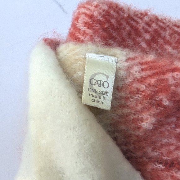 Oversized Plaid Fuzzy Scarf with Big Fringe - Picture 4 of 9